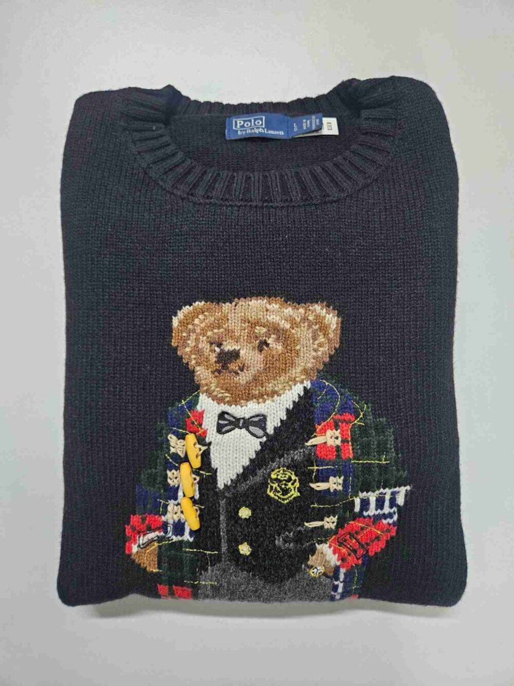 Polo Ralph Lauren Black Tuxedo Polo Bear Crewneck Knit Sweater - Picture 5 of 5
